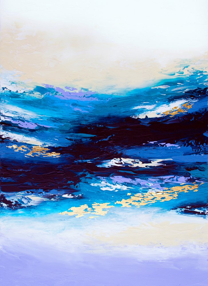 Golden Deep Blue Flow by Alyson Storms