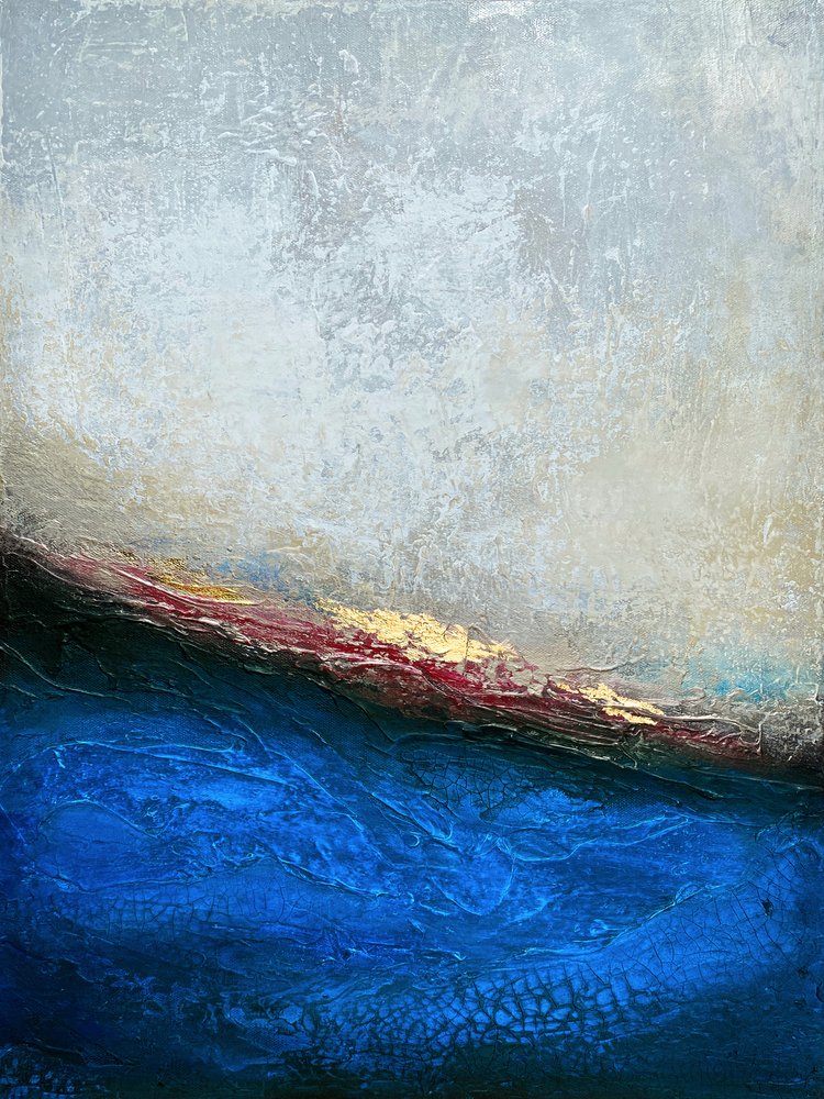 Golden Horizon Abstract by Alyson Storms
