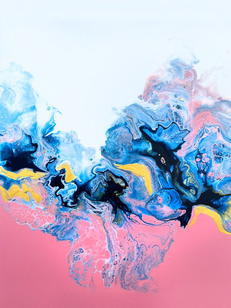 Pink Blue Gold Fluid Flow by Alyson Storms