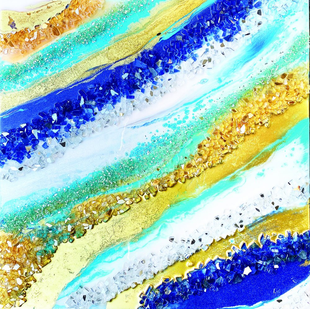 Sparkling Blue Gold Flow by Alyson Storms