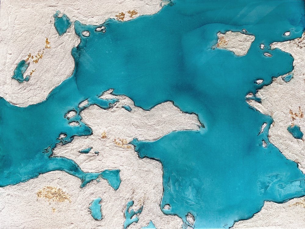 Turquoise Gold Island Map by Alyson Storms