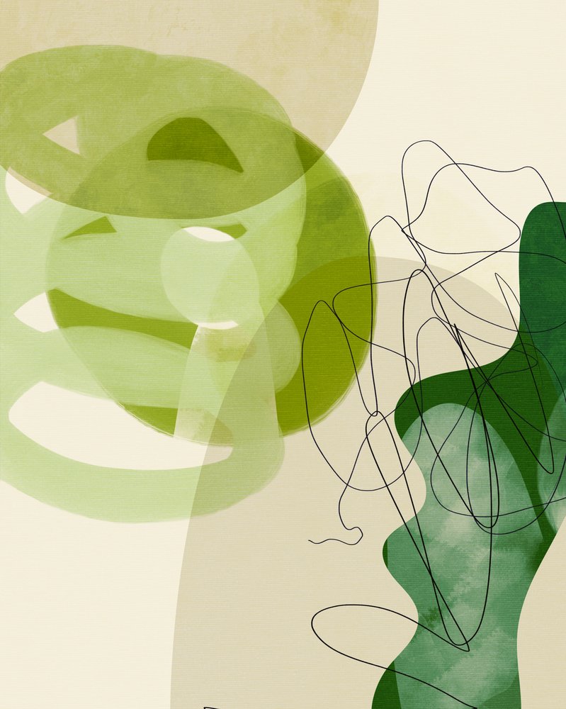 Painted Lines Green Tan 3 by Ana Rut Bre