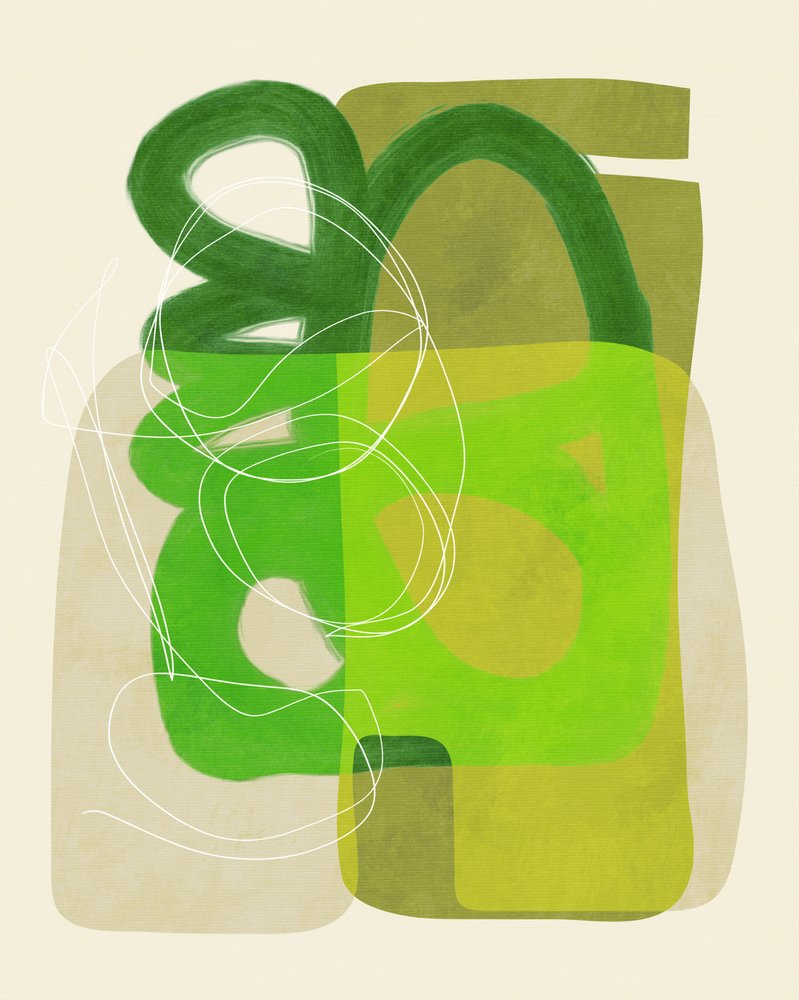 Painted Lines Green Tan 4 by Ana Rut Bre