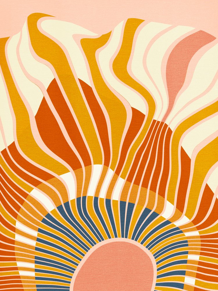 Rainbow Plus Shapes Blue Mustard 12 by Ana Rut Bre