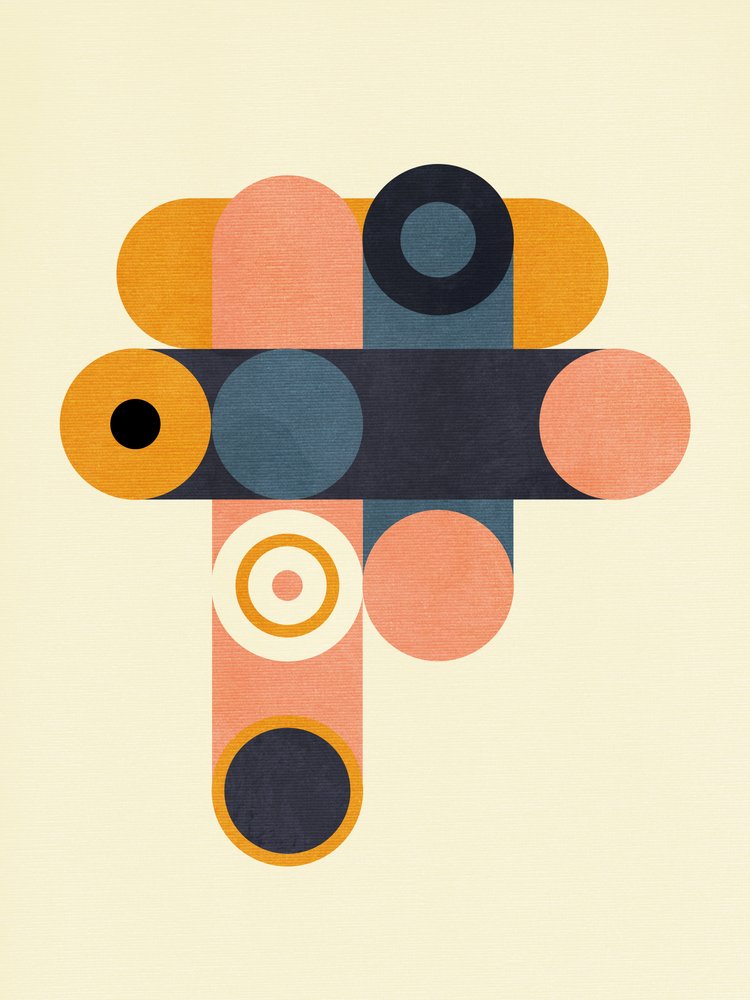 Rainbow Plus Shapes Blue Mustard 8 by Ana Rut Bre