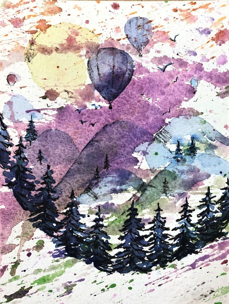 Colorful Mountain Balloons by Anda Bieza