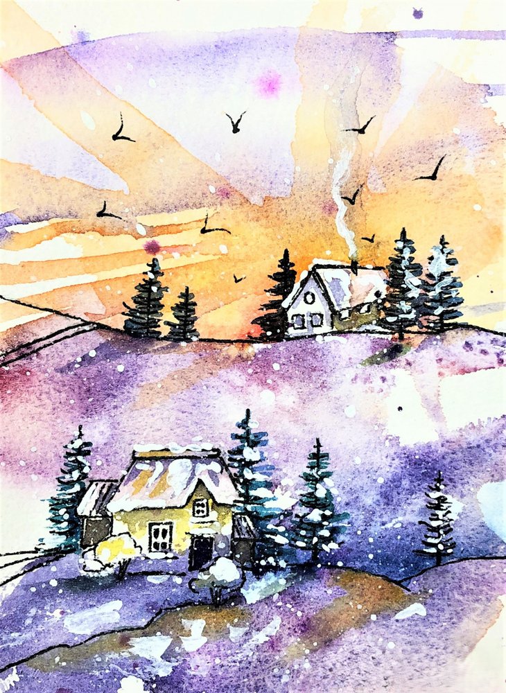 Cozy Winter Village by Anda Bieza