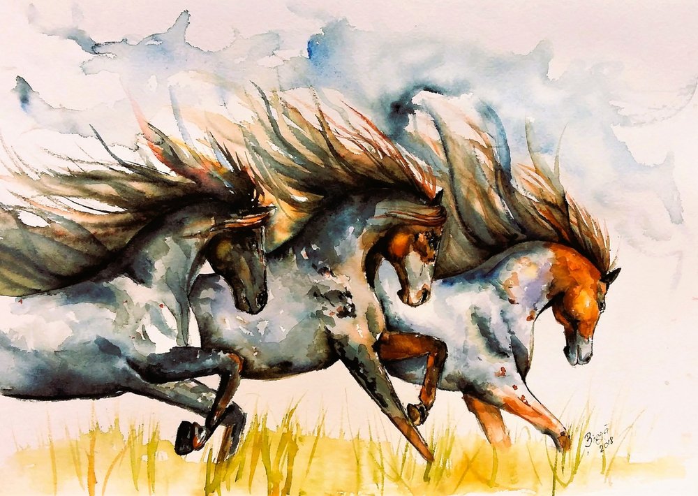 Galloping Spirit Horses by Anda Bieza