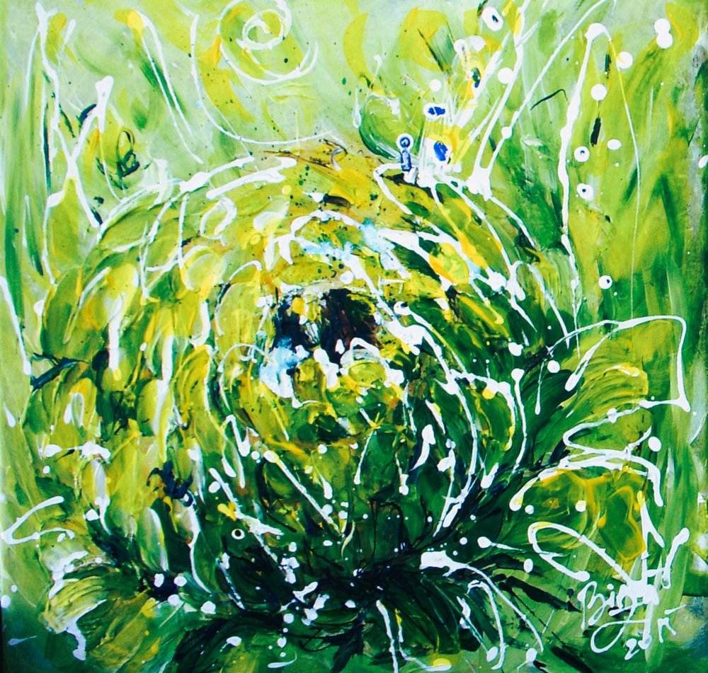 Vibrant Green Bloom by Anda Bieza
