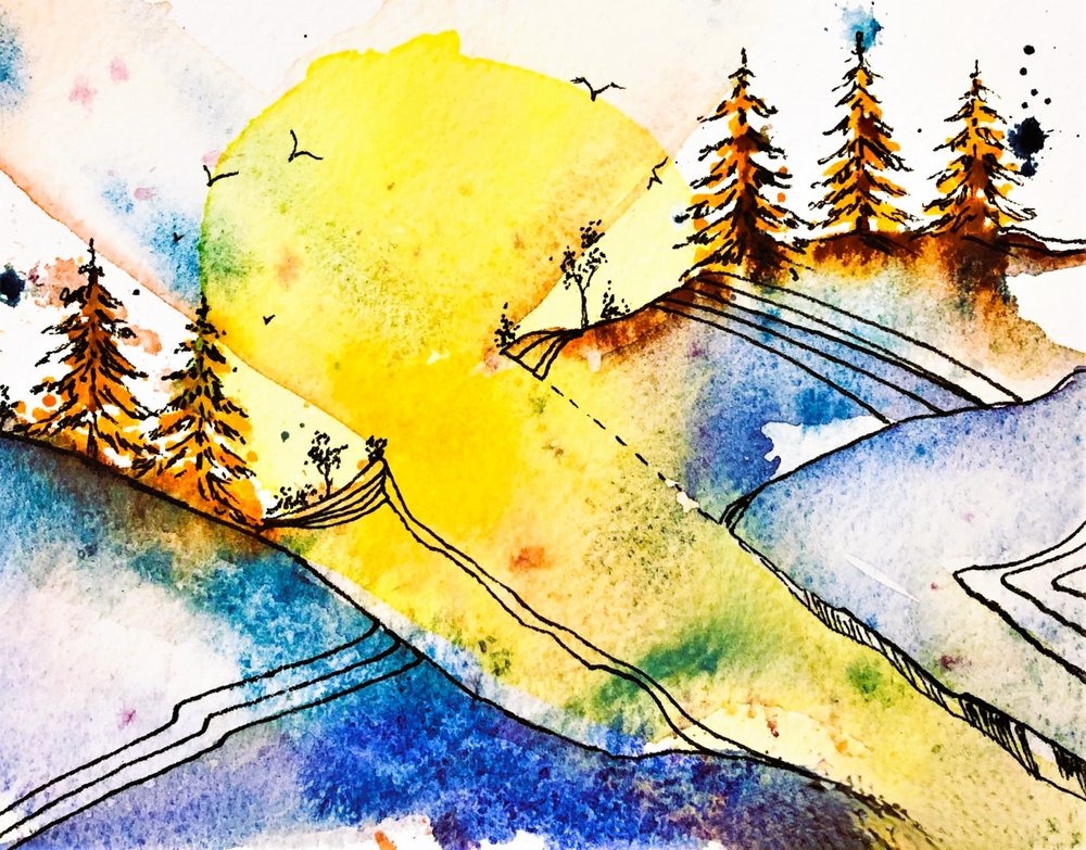 Vibrant Mountain Landscape by Anda Bieza