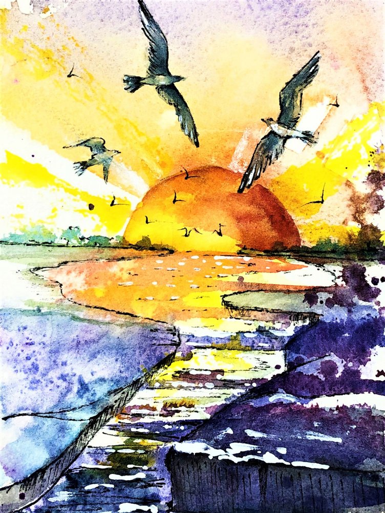 Vibrant Ocean Sunset by Anda Bieza