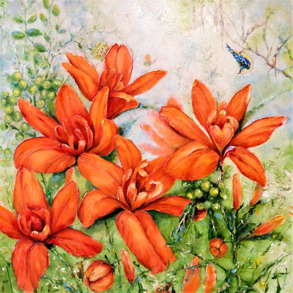 Vibrant Orange Flowers by Anda Bieza