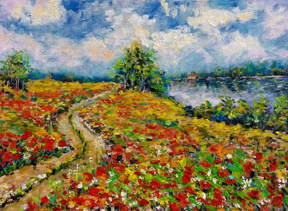 Vibrant Poppy Path by Anda Bieza