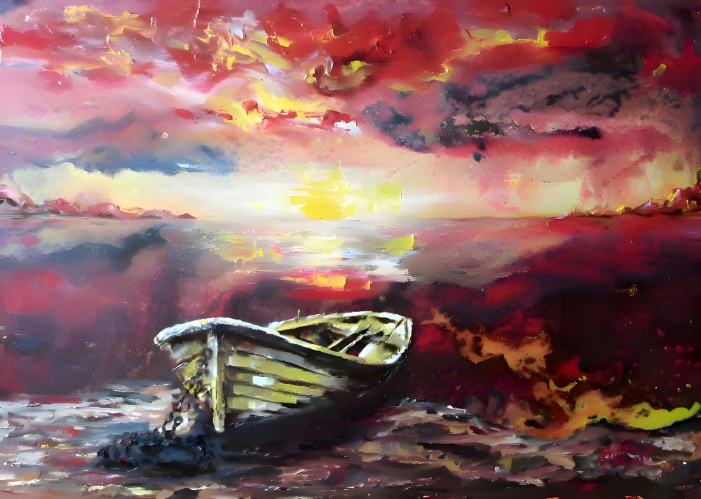 Vibrant Sunset Rowboat by Anda Bieza