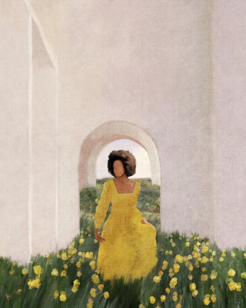 Serene Yellow Archway Walk by Andile Bokweni
