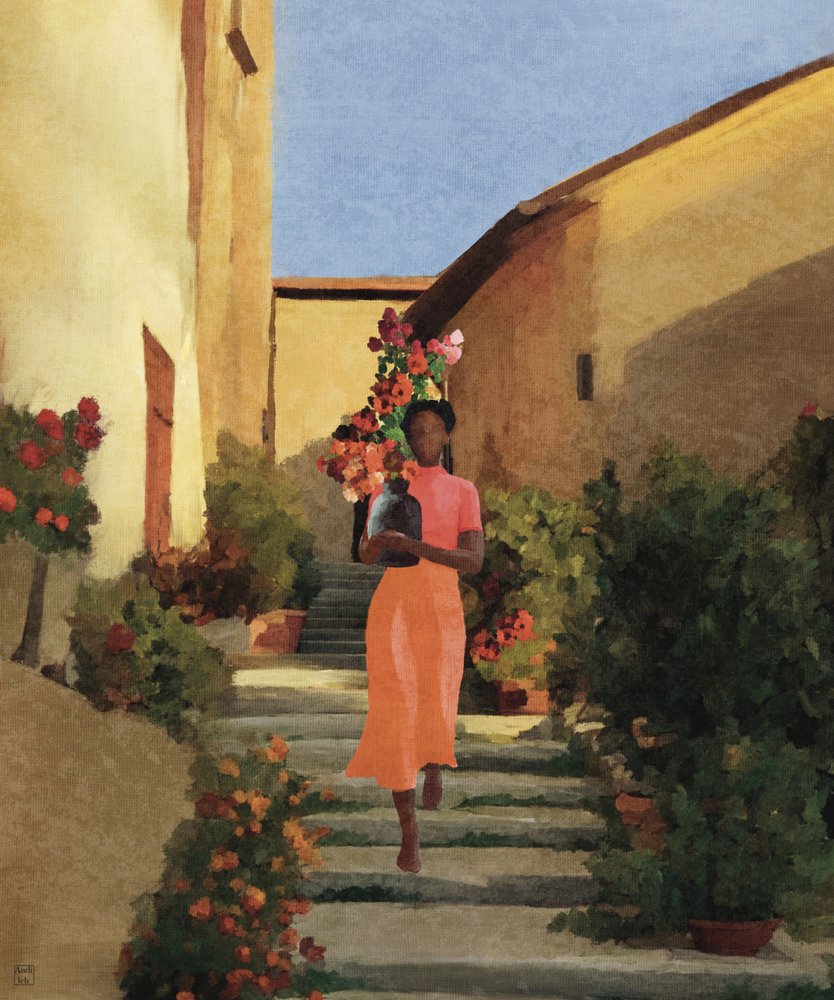 Woman Carrying Village Flowers by Andile Bokweni