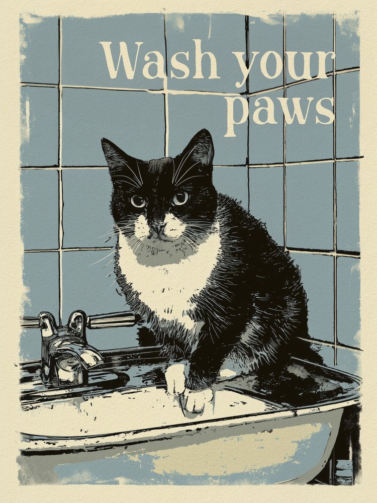 Wash Your Paws Cat by Andreas Magnusson