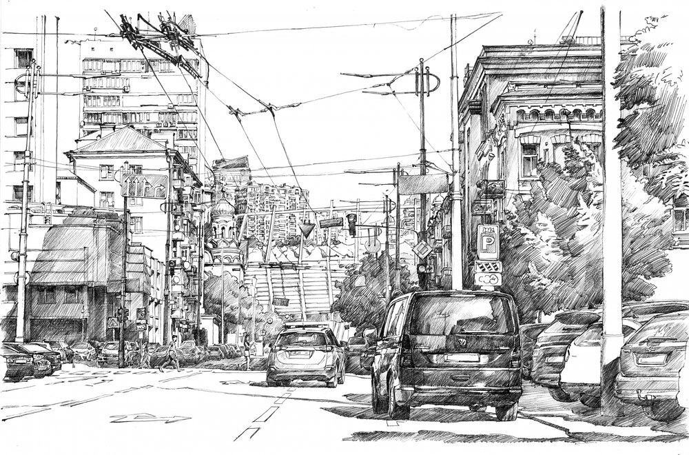 Detailed City Street by Andrii Kutsachenko