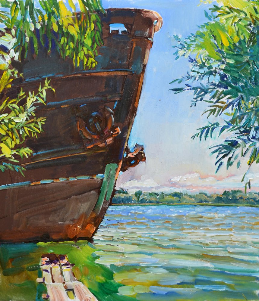 Rusty Boat on the Shore by Andrii Kutsachenko