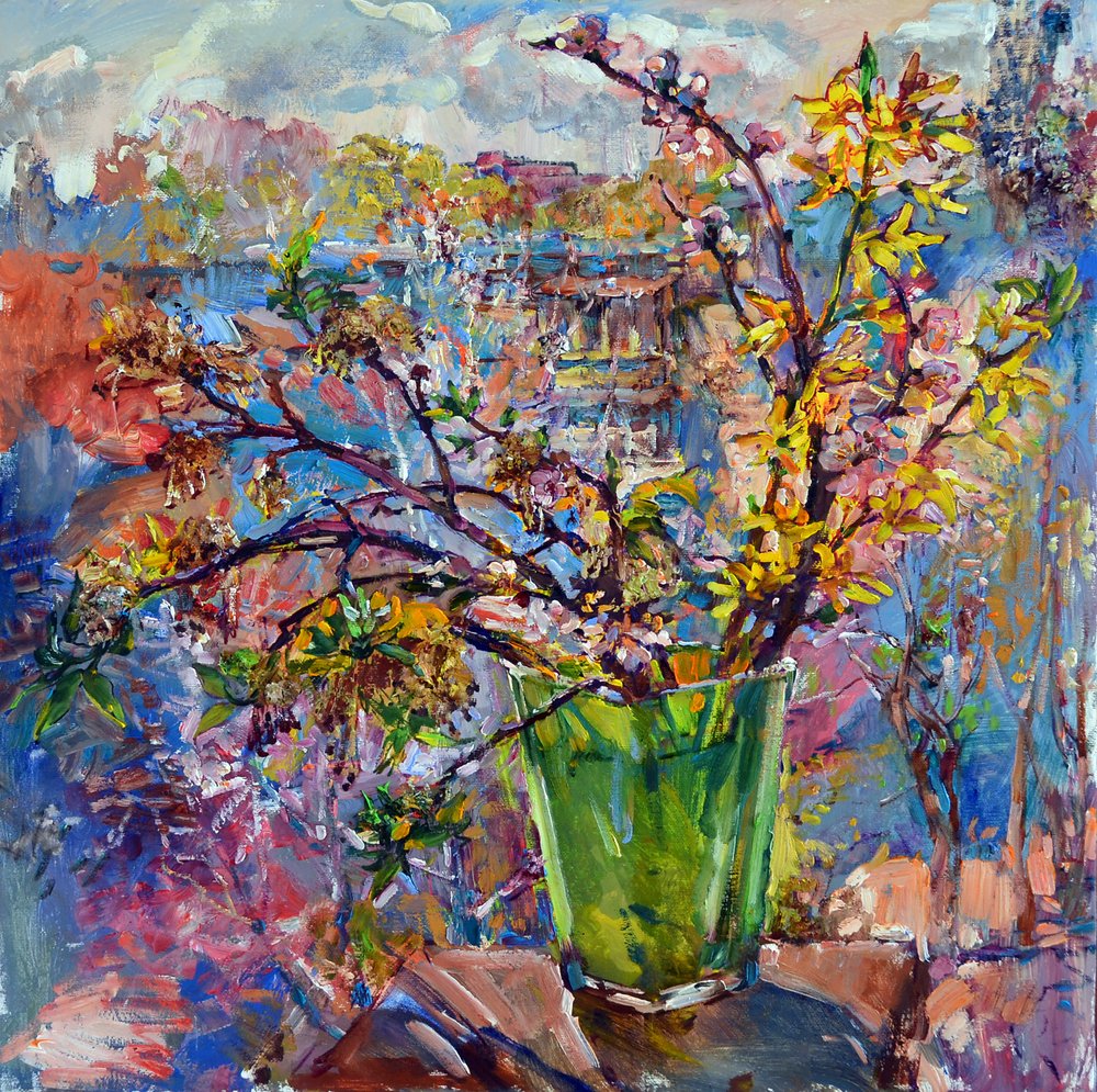 Spring Flowers Window View by Andrii Kutsachenko