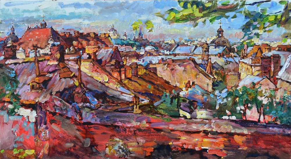 Vibrant City Rooftop View by Andrii Kutsachenko