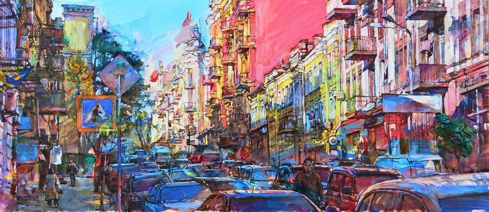 Vibrant City Street by Andrii Kutsachenko