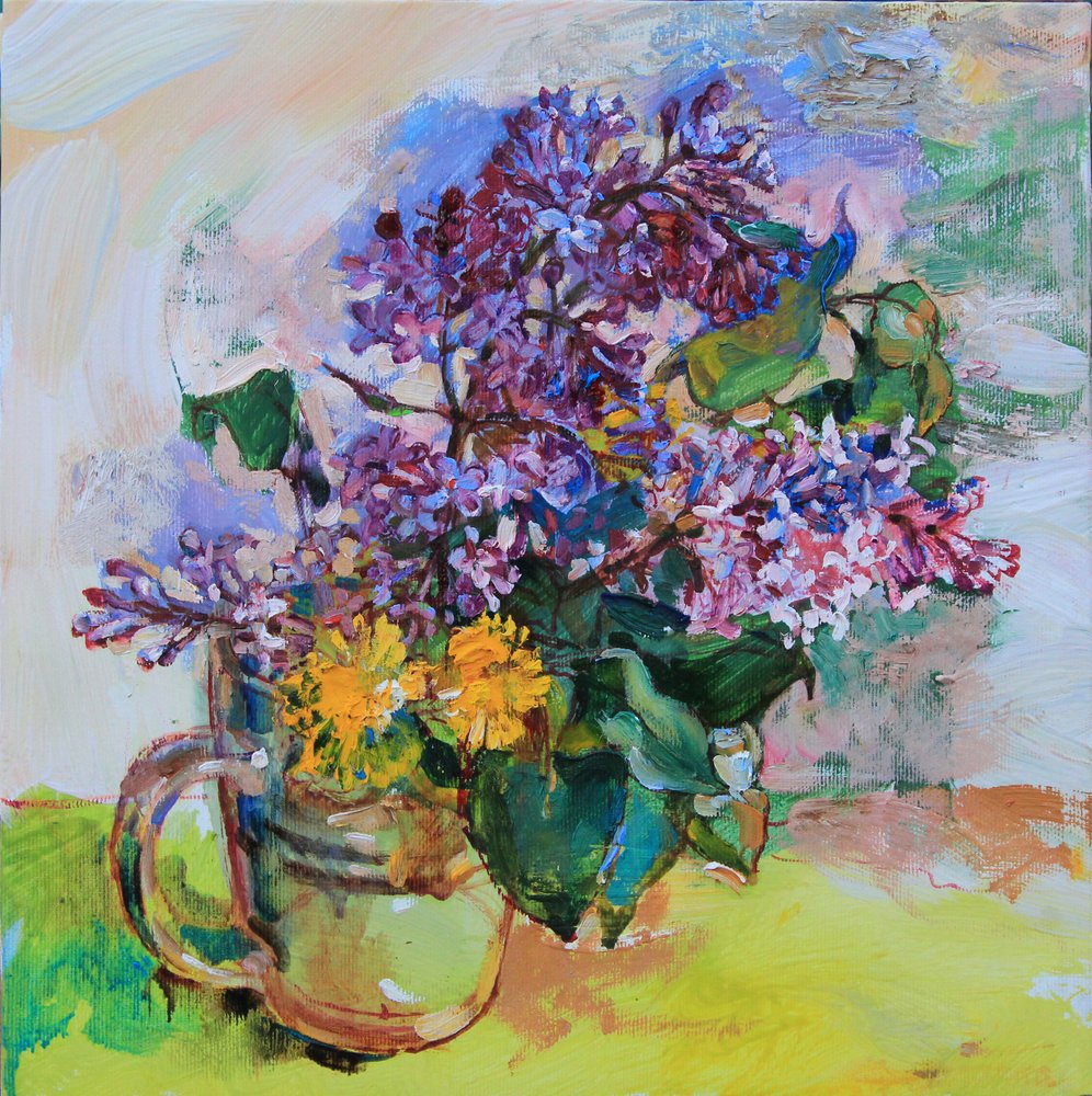 Vibrant Lilacs and Dandelions by Andrii Kutsachenko