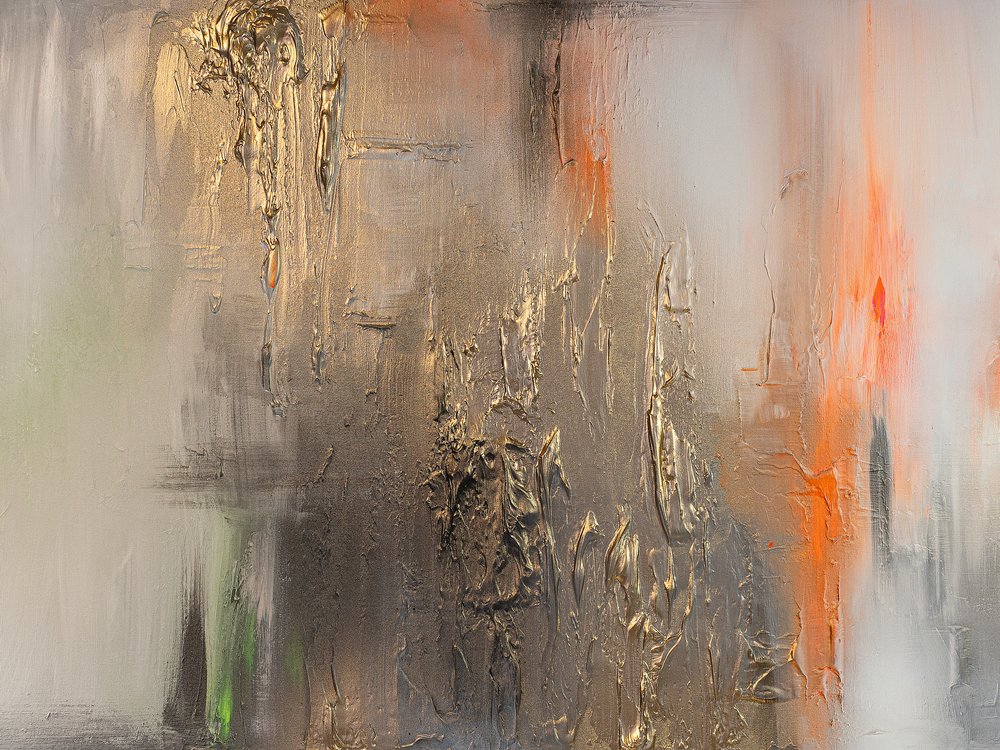 Dynamic Gold Orange Abstract by Anete Purina-Purite