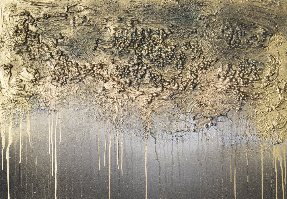 Golden Textured Flow by Anete Purina-Purite