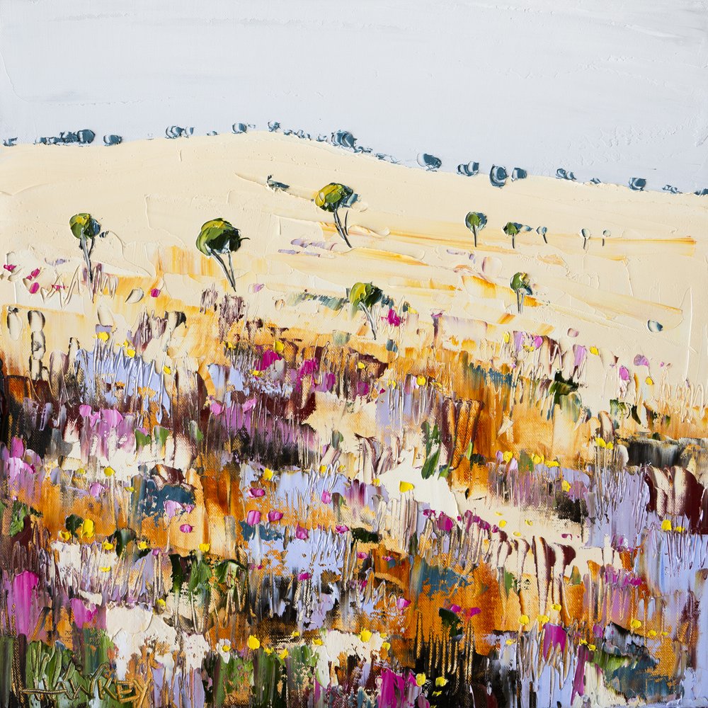 Colorful Hillside Flowers by Angela Hawkey