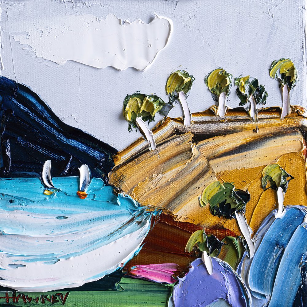 Golden Hills Sailboats by Angela Hawkey