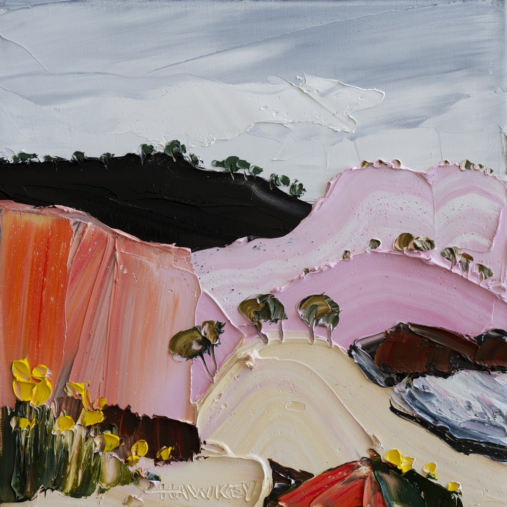 Pink Hillside Blooms by Angela Hawkey