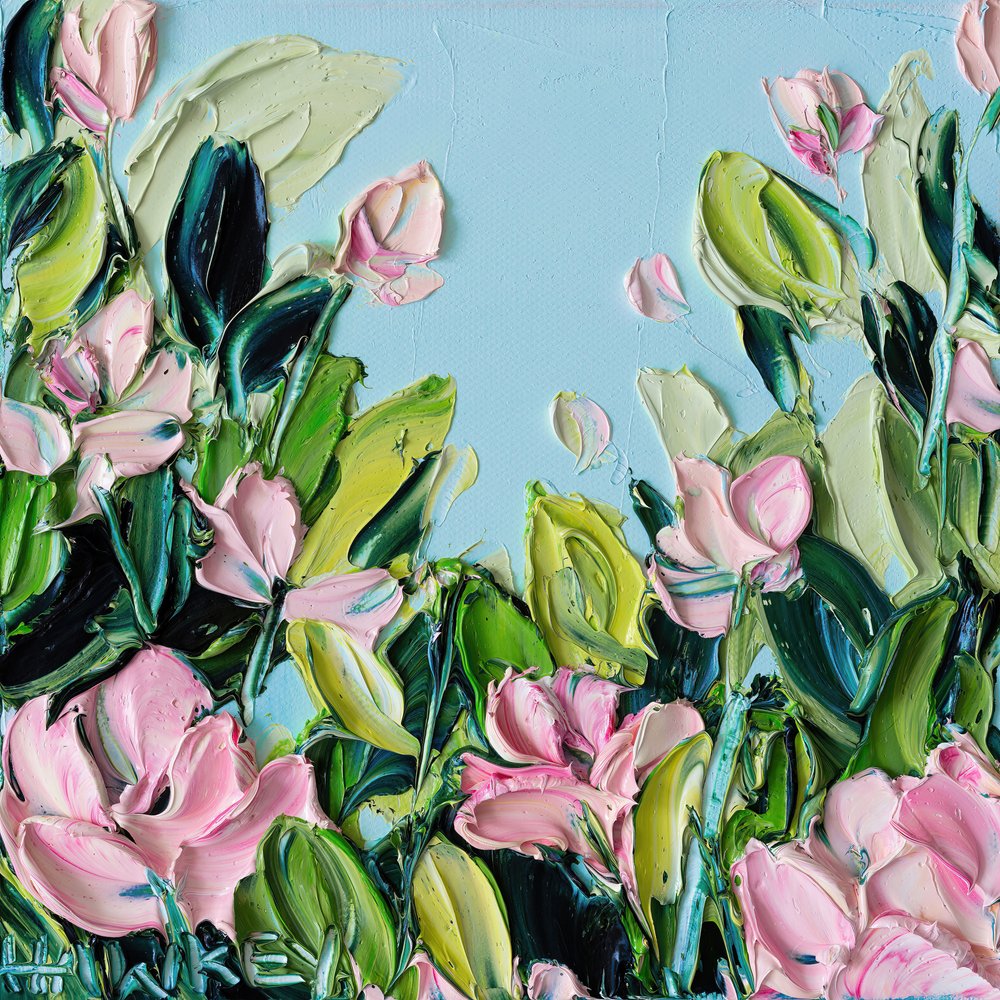 Pink Petals Blue Sky by Angela Hawkey