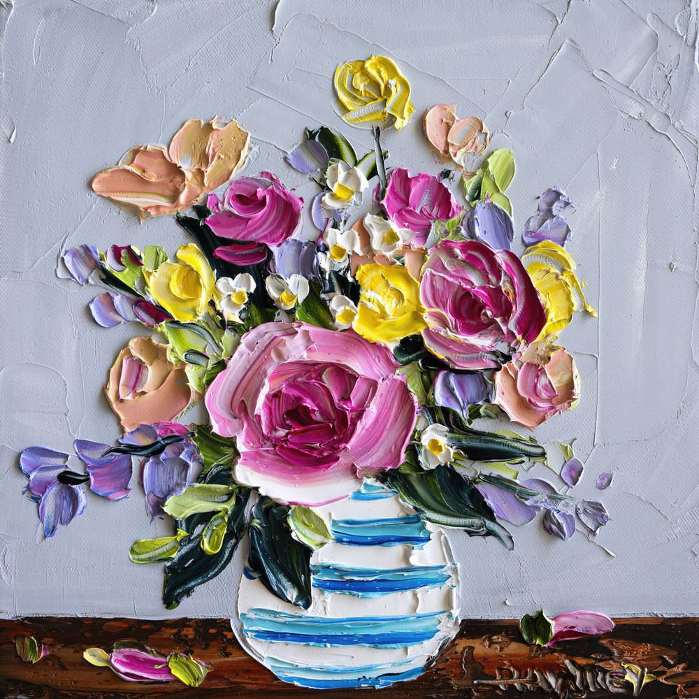 Vibrant Impasto Flowers by Angela Hawkey