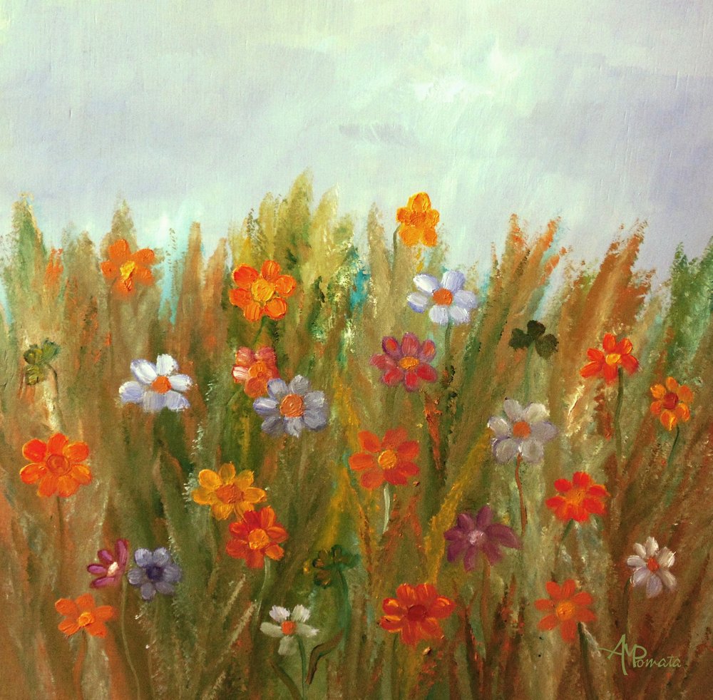 Colorful Flower Field by Angeles M. Pomata