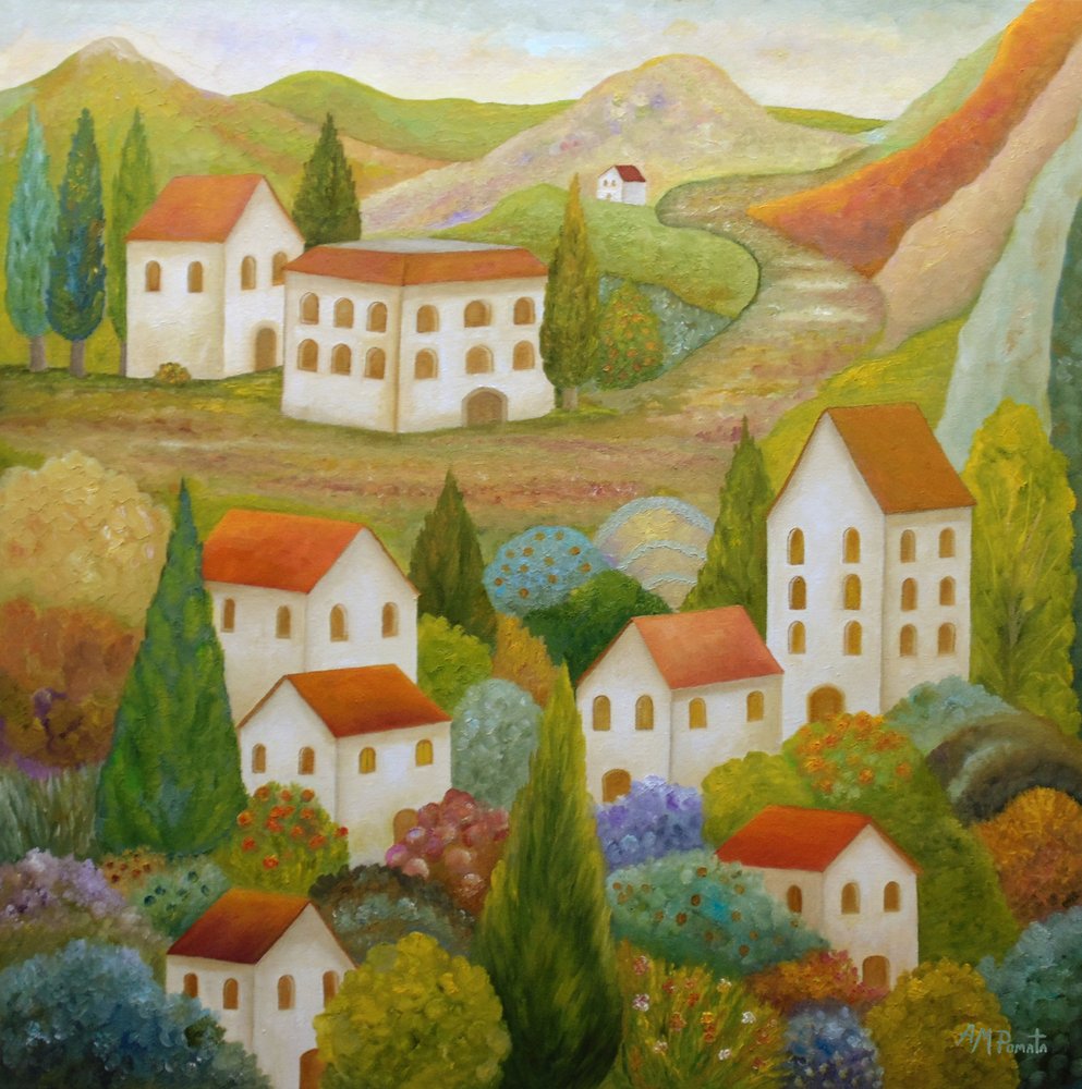 Colorful Tuscan Village by Angeles M. Pomata