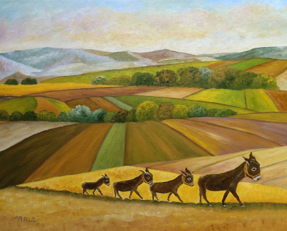 Donkey Family Journey by Angeles M. Pomata