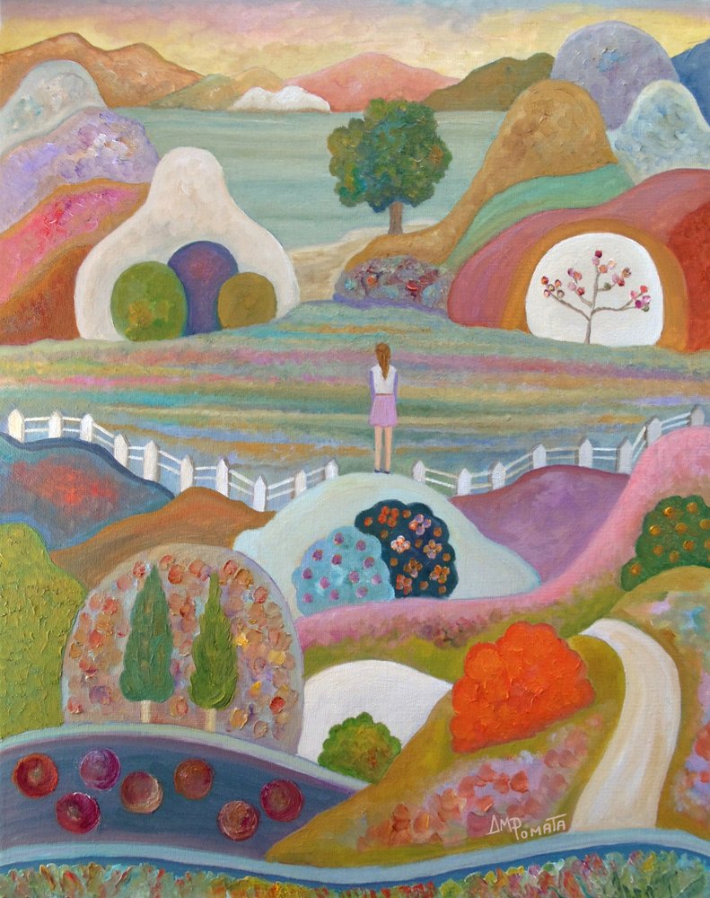 Dreamy Hillside Village by Angeles M. Pomata