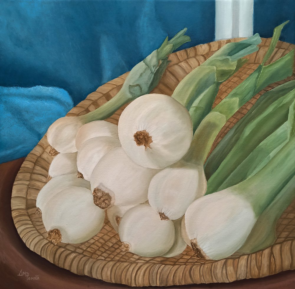 Fresh Onions Still Life by Angeles M. Pomata