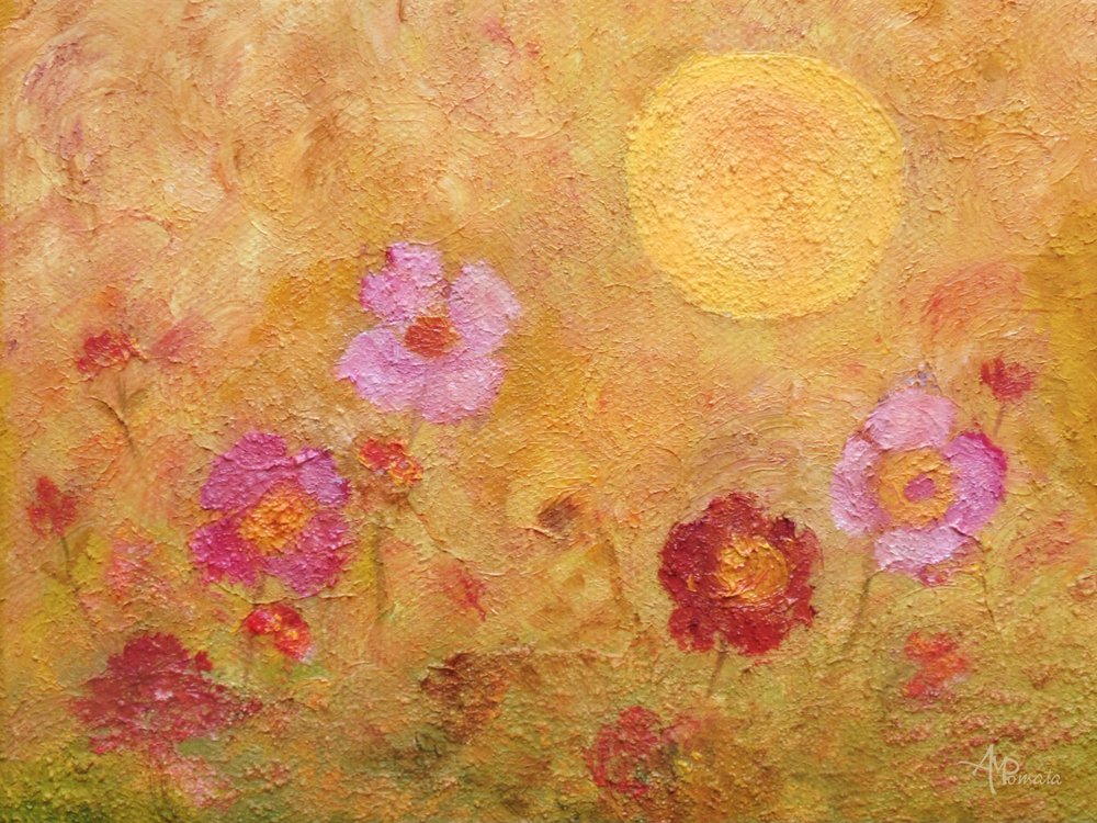 Golden Sunlit Flowers by Angeles M. Pomata
