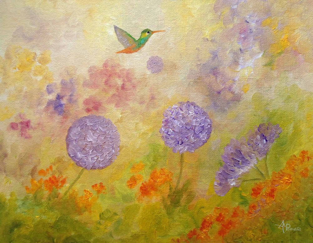 Hummingbird Garden Dream by Angeles M. Pomata