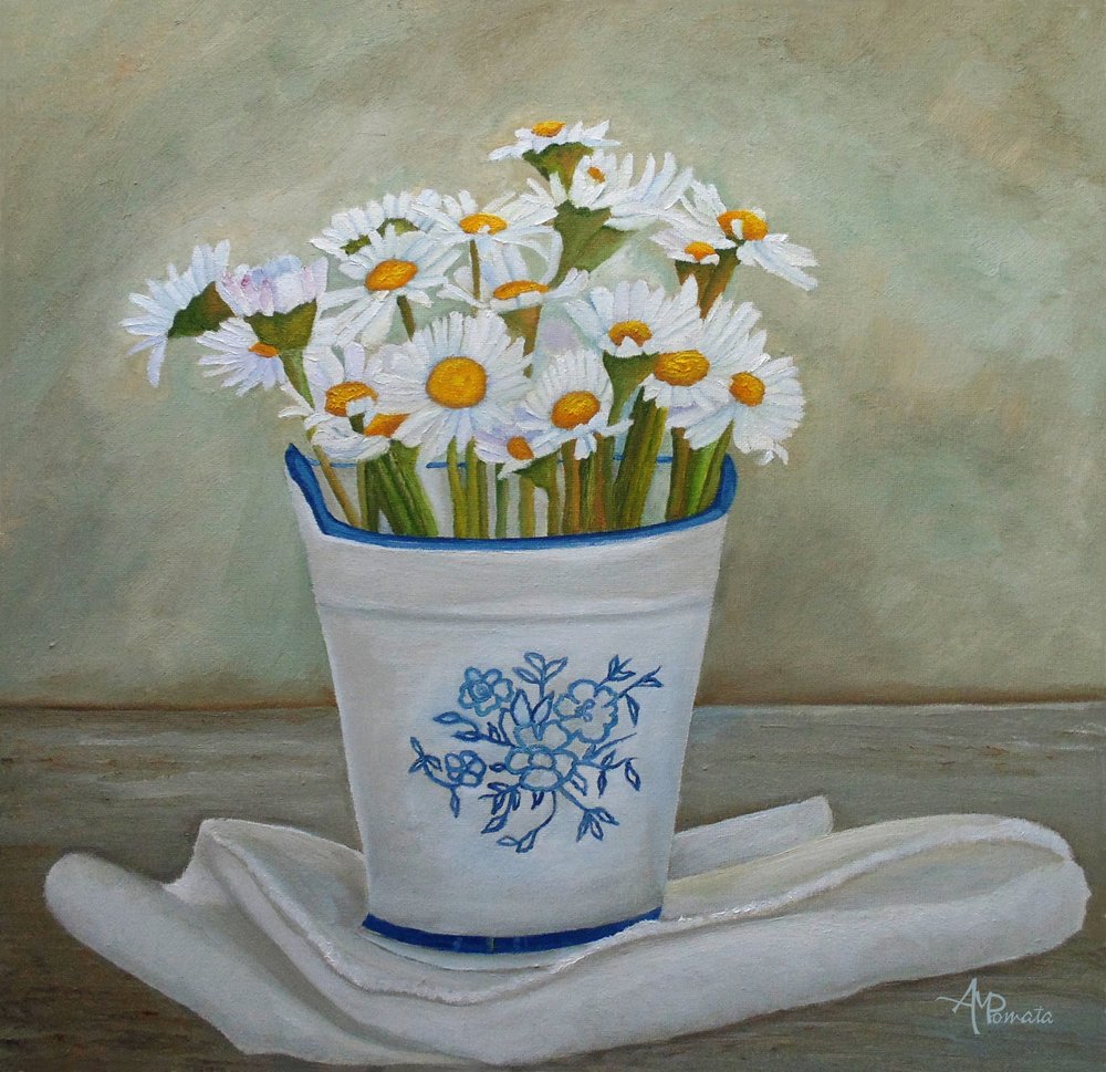 Rustic Daisy Bucket by Angeles M. Pomata