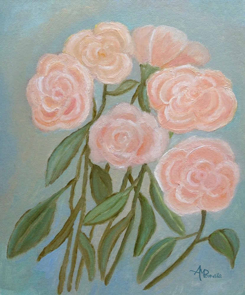 Soft Pink Roses by Angeles M. Pomata
