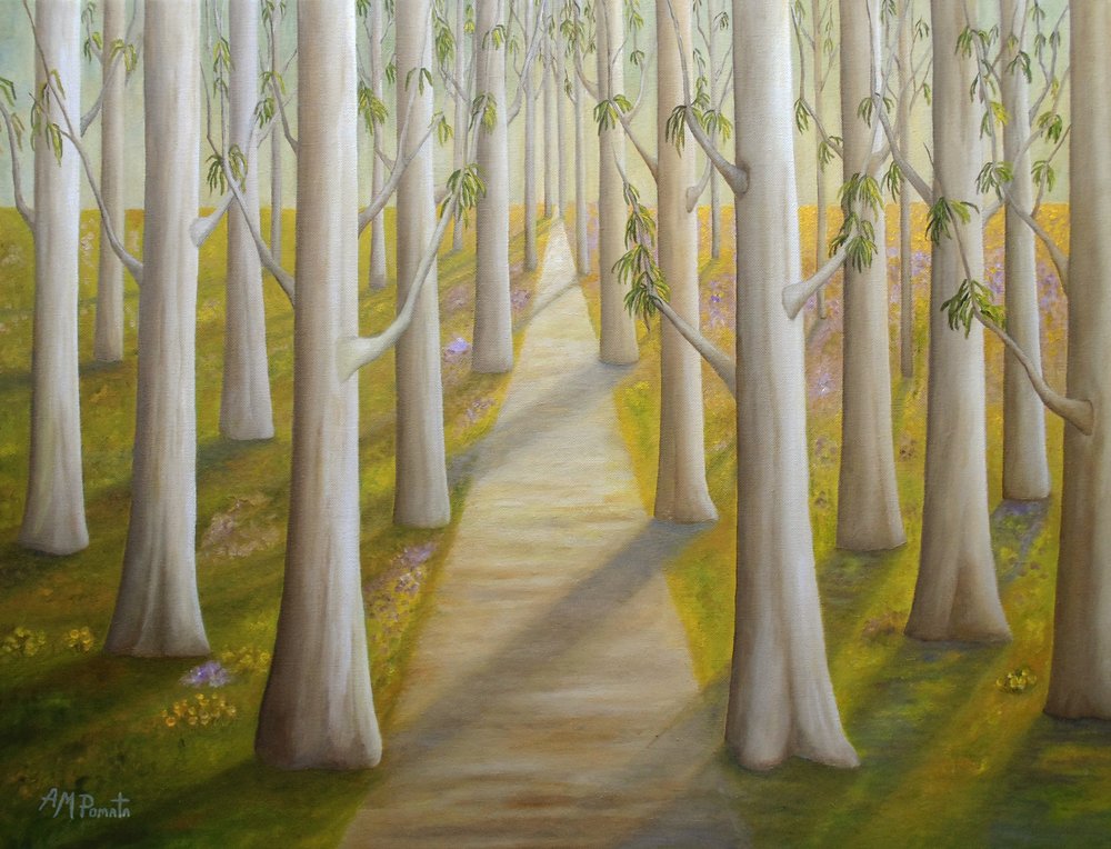 Sunlit Forest Path by Angeles M. Pomata