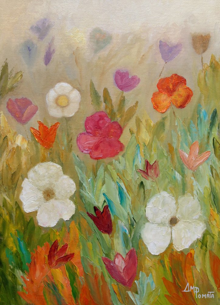 Vibrant Flower Field by Angeles M. Pomata