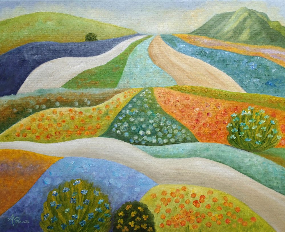 Vibrant Flower Fields by Angeles M. Pomata