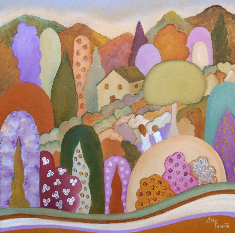 Whimsical Hillside Village by Angeles M. Pomata