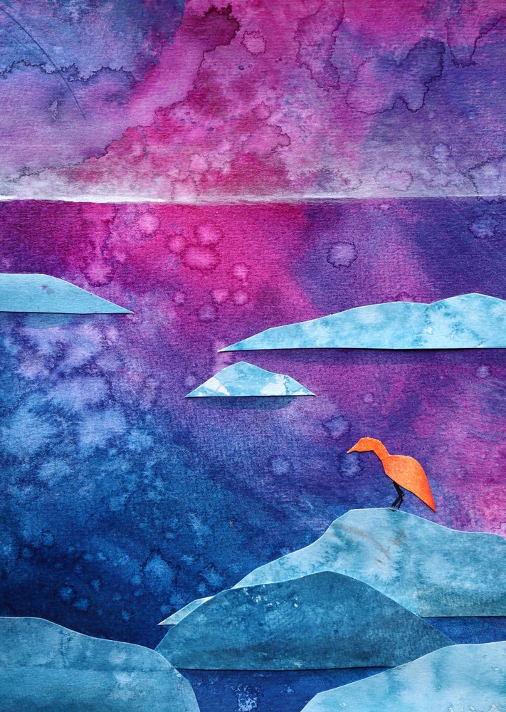 Dreamy Orange Bird by Ania Witwitzka
