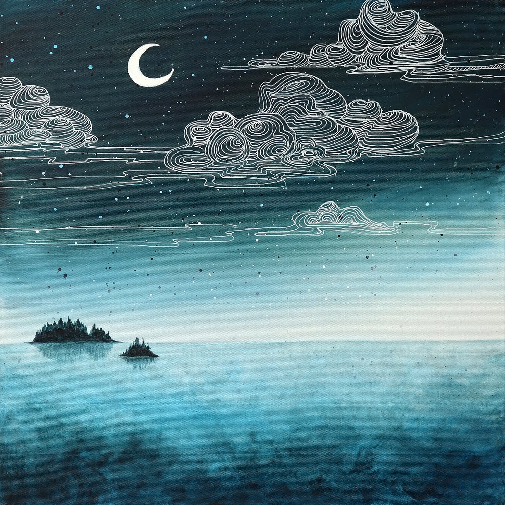 Moonlit Island Night by Ania Witwitzka