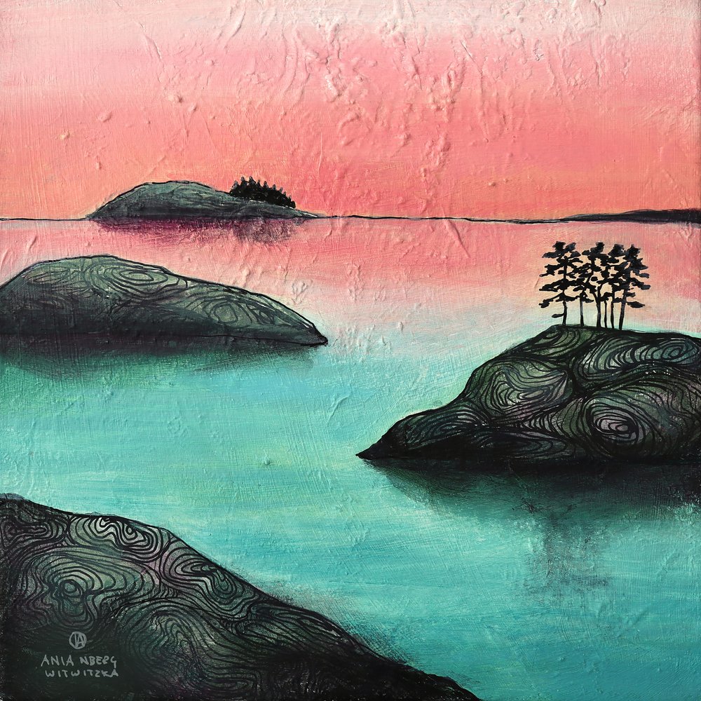 Pink Sky Island Landscape by Ania Witwitzka
